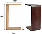 Solid Wood End Table for Couch,C Shaped Side Table Slide Under Sofa Table for Space Saving,Living Room Bedroom Laptop Work Desk Small Coffee Table(13.8" W x 9.8" D x 24.4" H, Walnut)