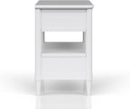 Open Nightstand White Finish with 2 Drawers,for Small Spaces