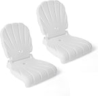 Step2 Seashell Flip Seat 2 Pack, Adult Portable Outdoor Chairs for Poolside, Camping, Beach, Stadium, Providing Back Support, Made of UV20 Durable Plastic, Incredible White