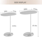 GFFQLXHTC-Shaped Metal Side Table, Black Iron End Table for Small Space, TV Tray Slides Under Couch Sofa, Laptop Table for Living Room Bedroom Bathroom (White, Height - 27.6in)
