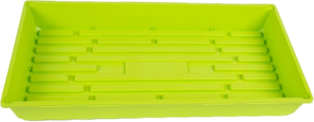 SUNPACK 10" x 20" Mega Plastic Seed Starting Tray, Lime Green, 2.5" (Pack of 10) - No Drainage Holes, Ideal for Greenhouses or Indoor Gardening - Made of Thick, Strong Plastic