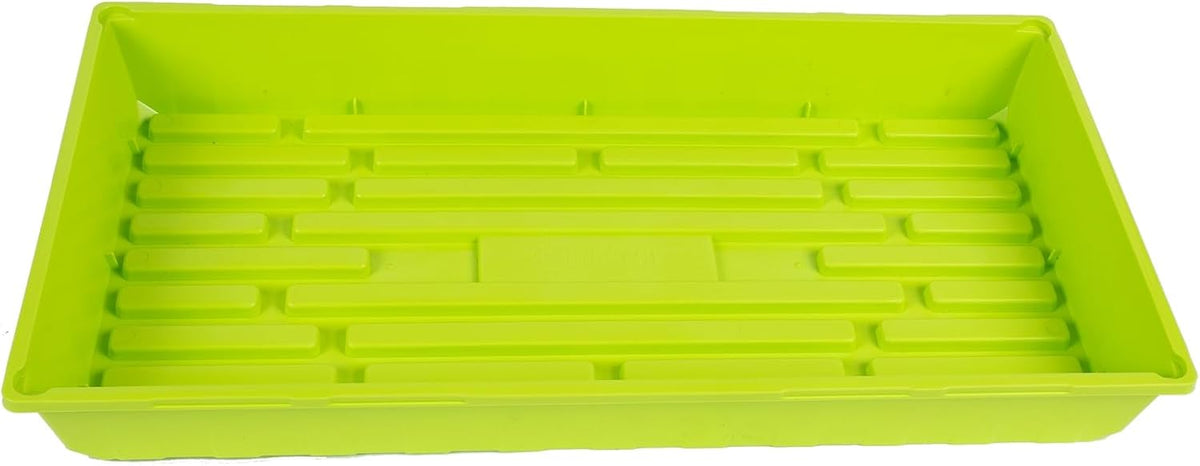 SUNPACK 10" x 20" Mega Plastic Seed Starting Tray, Lime Green, 2.5" (Pack of 10) - No Drainage Holes, Ideal for Greenhouses or Indoor Gardening - Made of Thick, Strong Plastic