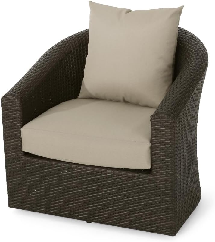 Saiveina Outdoor Aluminum Frame Wicker Swivel Chair (Old SKU N757P186009B)