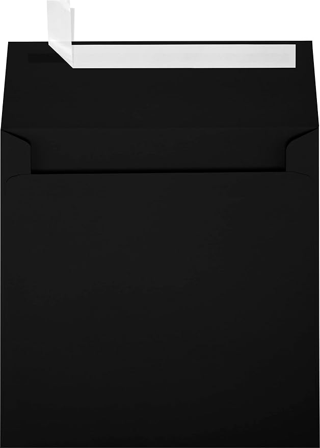 LUXPaper Square Invitation Envelopes | Peel & Press | 6 1/2" x 6 1/2" | Midnight Black | 80lb. Text | 50 Qty