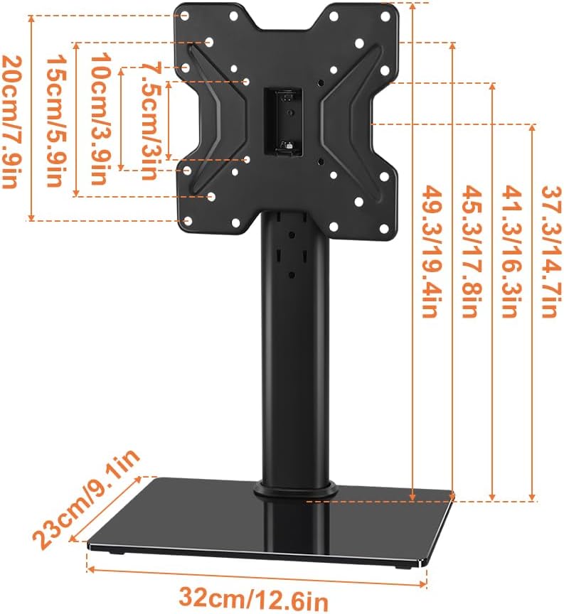 KKTONER Universal TV Stand Base for 13 inch to 43 inch LED TV Table Top TV Mount Stand with Swivel Height Adjustable Hold up 77LBs