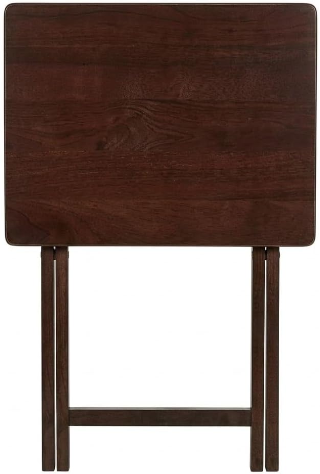 Folding TV Tray Table, Rubberwood, Walnut, 19" x 14.5" x 26", Indoor, 1 Piece