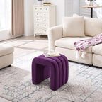 ONEVOG Velvet Pouf Ottomans, Small Ottoman Foot Rest for Couch, 18 Inch Cute Vanity Chairs for Makeup, Living Room Decorative, Sturdy Frame, Upholstered Modern Footrest for Bedroom, Dorm, Purple, 2Pcs