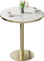 Round Modern Dinning 31.5 inches Bistro Table Tulip with Faux Marble top,Easy Assemble,Sturdy Metal Frame Diameter