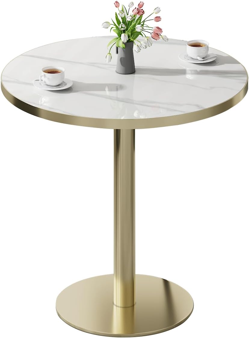 Round Modern Dinning 31.5 inches Bistro Table Tulip with Faux Marble top,Easy Assemble,Sturdy Metal Frame Diameter