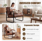 PrimeZone Faux Leather Mid-Century Modern Accent Chair, Brown