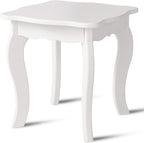 Costzon Kids Wooden Vanity Table & Stool Set, 2 in 1 Detachable Design with Dressing Table and Writing Desk, Princess Makeup Dressing Table with Two 180° Folding Mirror, for Girls, Kids (White)