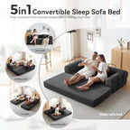 79" Convertible Sofa Bed, Couch for Living Room (Black)