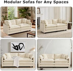 SoarFlash 77.95" Chenille L Shaped Modular Sofa with Ottoman,Beige