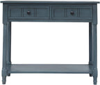 MERITLINE Wood Console Table for Entryway Console Table with Storage Sofa Table Entryway Table with 2 Drawers and Bottom Shelf (Navy)