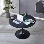 42" Tulip Table for 4-6 Persons Modern Round Dining Room Table, Mid-Century Modern Black Small Kitchen Table with MDF Wooden Top, Leisure Coffee Table for Living Room, Dining Room, Office