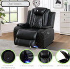 Power Recliner Sofa Sectional Sofa with LED Light for Living Room, Air Leather Reclining Corner Sectional Sofa Set, Cup Holder, Storage Console for Home Theater Seating (Black, Sectional+Chair)