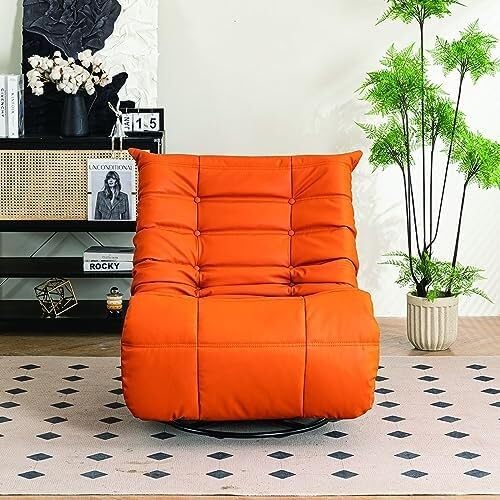 Electric Power Recliner Chair with 360° Swivel, USB Charging Ports, Footrest, and Side Pocket, Upholstered Glider for Living Room(Orange)
