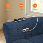 MCombo 87.8" Wall Hugger Power Reclining Sofa with Drop Down Table, 3-Seater Recliner Couch for Small Spaces Living Room RV, USB Ports, Fabric PR635M3 (Navy Blue)