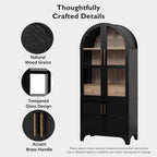 71" Tall Arched Kitchen Pantry Cabinet with Door Shelves, Farmhouse Kitchen Storage Cabinet with Open & Adjustable Shelves, Hidden Drawer & Glass Door, Cupboard for Kitchen, Dining Room, Black