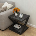 Telephone Table, Nordic Modern Square Side Table Living Room Sofa Coffee Table Telephone Table Bedroom Bedside Table 2-Tier Storage Table(Black