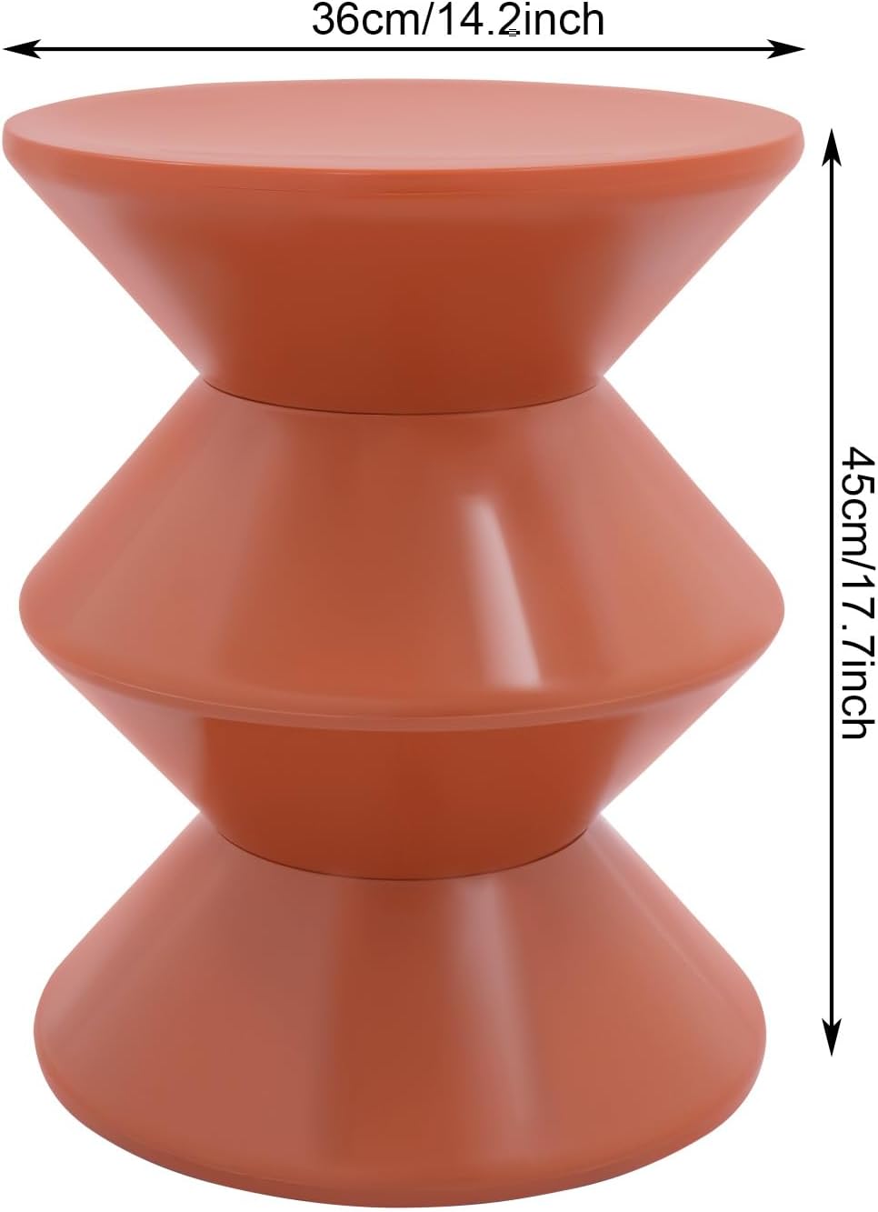 Round Side Table,Modern Hourglass Shaped Accent Stool, Minimalist Sofa Side Table Round Small Coffee End Table for Living Rooms, Bedrooms,Offices (Orange)