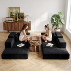 Cloud Modular Sectional Sofa, Comfy Couch for Living Room, Modern L-Shaped Couch with Reversible Chaise, Customizable Sleeper Sofa with Non Slip, No Assembly & Deep Seat, Black