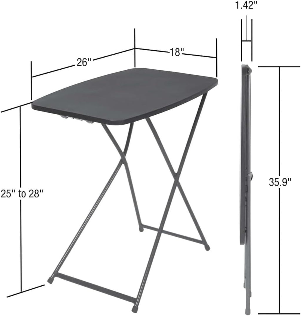 26 Inch Adjustable Height Personal Folding Table - Lightweight Portable Desk for Small Spaces, Dorm Room, TV Tray, Craft Table & Camping - Easy Fold Flat Storage, No Assembly Required, Black
