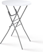 Byliable 28in Cocktail Folding Table, Round High Top Bar Height White Table | Portable Foldable Design with Removable Legs, Two Folding Methods, HDPE Tabletop, Indoor Outdoor for Parties, Patio, Events