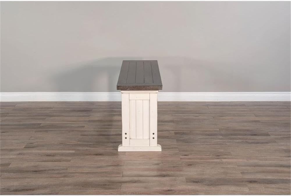 Pemberly Row Farmhouse Solid Wood Dining Bench in Brown/White, Rustic Wood Construction, Sturdy and Durable, Kitchen or Dining Seating, Farmhouse Style, Comfortable and Stylish