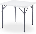 KAIHAOWIN Folding Card Table: Small White Foldable Square Table Plastic with Folding Legs for Outdoor Indoor Small Spaces