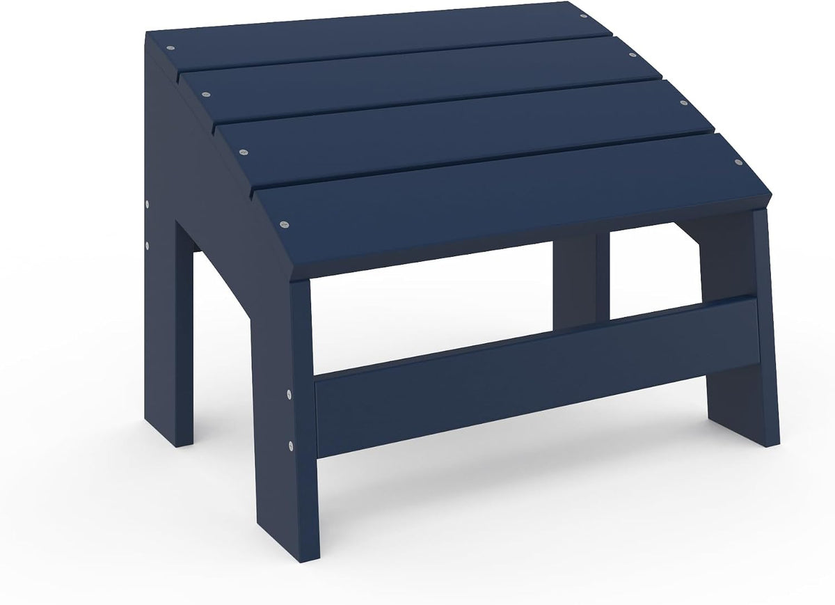 Crystal Harbor Outdoor Footstool, Navy – Recycled HDPE All-Weather Ottoman for Adirondack Chairs