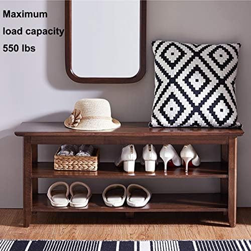 XKZG Shoe Rack Bench Wooden Shoe Storage Bench Entryway Bench, Brown, 39.4" | Rubber wood, Shoe Bench for Entryway, Living Room, Bedroom, Balcony, 39.4"W x 11.8"D x 16.5"H