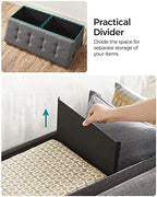 SONGMICS Storage Ottoman Bench, Foldable Foot Rest with Legs | End of Bed Bench, Storage Chest, 43.3 x 15 x 15.8 Inches, Load up to 660 lb, Slate Gray, MELISA Collection ULSF018G01