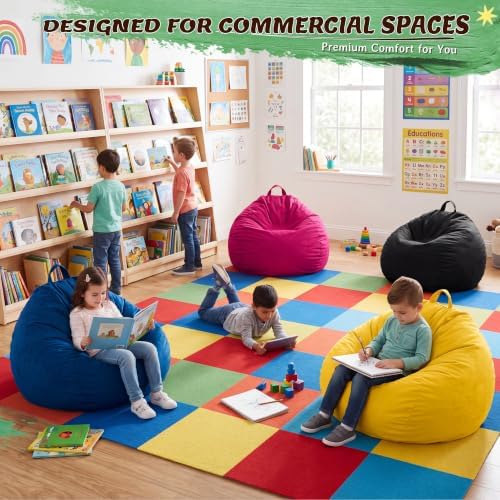 ZurNesfure Bean Bag Chair, Teardrop Large Bean Bag with Filling Black, 3FT | Bean Bag Chairs for Living Room, Washable Comfy Chair with Handle, Fluffy Bean Bag for Reading Gaming Relaxing