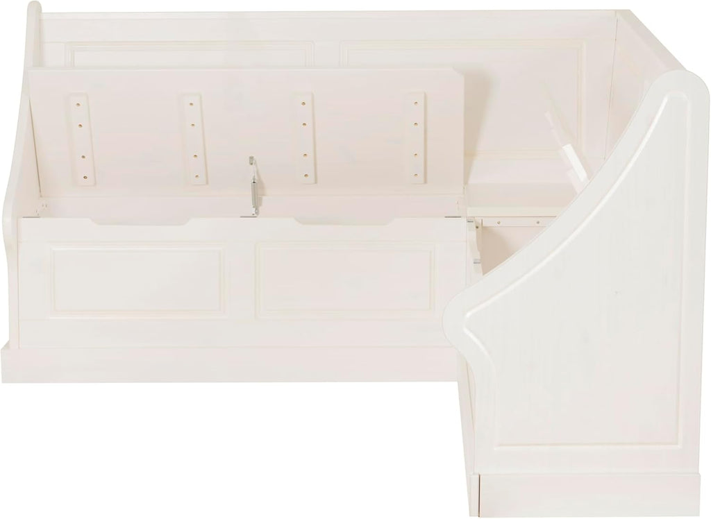 Linon Harris White Corner Breakfast Nook - Nook Only, Table is NOT included! 20.88D x 61.88W x 36.63H in