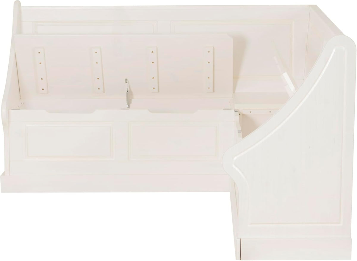 Linon Harris White Corner Breakfast Nook - Nook Only, Table is NOT included! 20.88D x 61.88W x 36.63H in