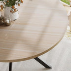ChooChoo 47.2 Inch Round Dining Table for 4 | Farmhouse Wood Kitchen Table, Circle Dinner Table for Kitchen & Dining Room, Natural Oak