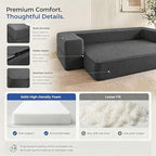 10 Inch Folding Sofa Bed Memory Foam Futon Chair Bed, Modern Fold Out Couch | Full Size Convertible Sleeper Sofa for Living Room, Foldable Floor Guest Mattress, Dark Grey