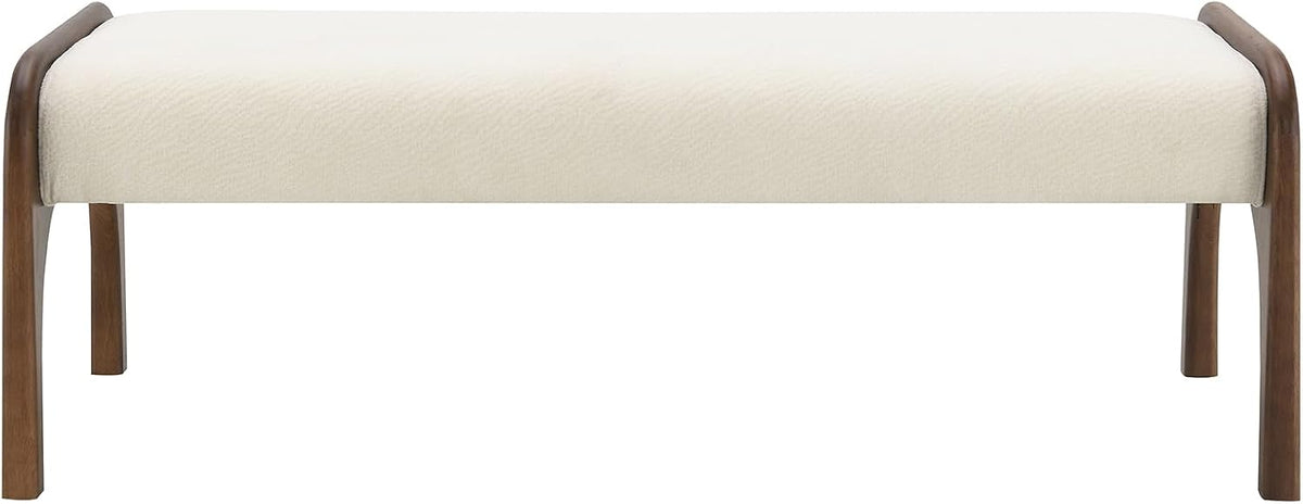 GDFStudio 50.25" Upholstered Long Bench, Modern Chenille Dining Bench with Solid Wood Legs, Padded Entryway Bench Seat for Bedroom End of Bed Kitchen Hallway Living Room, Beige