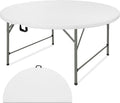 4 FT Round Folding Tables with Carrying Handle Lightweight Portable Plastic Commercial Table Steel Legs for Party, Dining, Wedding, Events, Picnic Indoor, Outdoor (White,1 Pack)