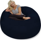 Chill Sack Bean Bag Chair: Giant 5' Memory Foam Furniture Bean Bag - Big Sofa with Soft Micro Fiber Cover - Midnight Blue