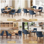 Dining Chairs Set of 2,Modern Dining Room Chairs with Thick Cushions,Linen Upholstered Kitchen Dining Chairs with Wood Legs for Kitchen Dining Room Living Room,Darkblue