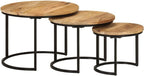 Nesting Tables 3 Pieces Solid Mango Wood | Space-Saving Design, Sturdy Tabletop, Versatile for Living Room, Bedroom, Office