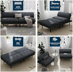 Ribilake 2 Sets 70" Futon Sofa Bed, 4 in 1 Multi-Function Couch Sleeper with Adjustable Backrest, Modern Convertible Futon, Recliner Small Loveseat for Living Room, Grey