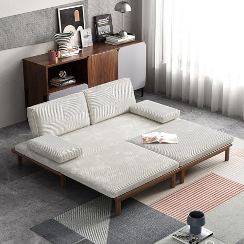 Lartis 78.7" Sofa Bed, Sleeper Pull Out Couch, Modern Couch Convertible Modern Futon for Living Room/Apartment/Bedroom, Modular Design Sofa,Full Solid Wood Frame