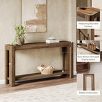 Tribesigns 63 Inch Entryway Console Table, 2-Tier Farmhouse Narrow Sofa Table Behind Couch, Accent Entrance Console Furniture for Entryway, Foyer, Hallway, Rustic Brown