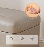 Luxurious Tufted Ottoman with Storage,Faux Leather Foot Rest Stool Upholstered Cushion Padded Seat with Hinged Lid,Living Room Entryway Ottoman Storage Chest (Grey,Large)