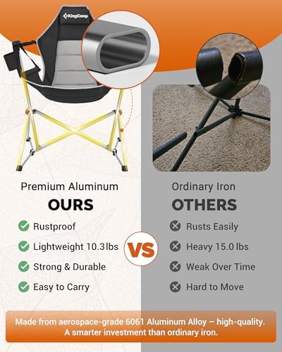 KingCamp Hammock Camping Chair, 400lbs Heavy Duty Swing Chairs for Adults | Portable Camp Chair, Oversized Folding Rocker, 10.3lbs Aluminum Frame, Adjustable recline for Outdoor Beach Patio RV Sport