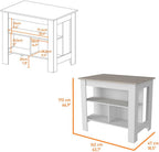 Kitchen Island with Three Shelves Light Gray/White Finish | Tabletop with silver nanoparticles protective film for hygiene