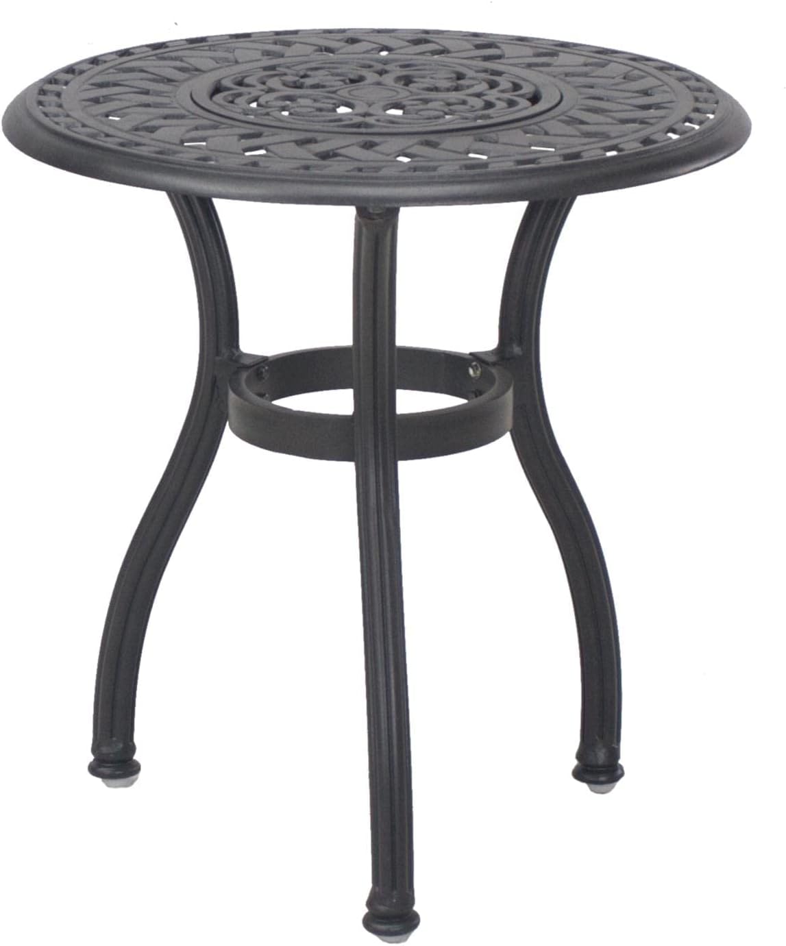 Darlee Nassau 5 Pc Cast Aluminum Seating Set w/ 24 Inch Series 60 Ice Bucket End Table & Reclining Chairs & Throw Pillows in Antique Bronze/Sesame